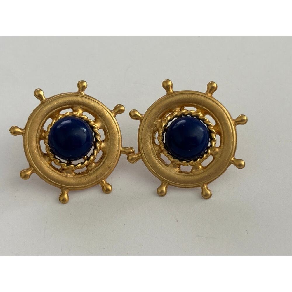 Vintage Gold Tone Nautical Earrings